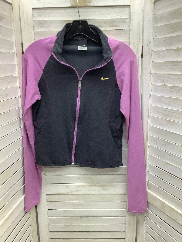 Athletic Jacket By Nike In Grey & Purple, Size: M Rayon Fabric Velvet Fabric Corduroy Fabric