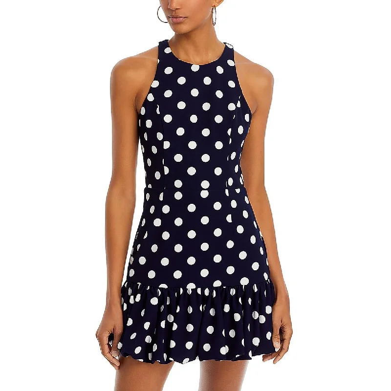 Womens Polka Dot Ruffle Mini Dress Trendy Off-Shoulder Dress Mini