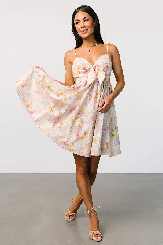 Camellia Mini Dress | Pastel Multi Trendy A-Line Mini Dress