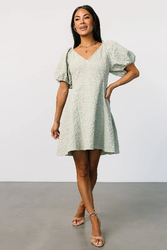 Eulalie Mini Dress | Sage Fashionable Lace Mini Dress