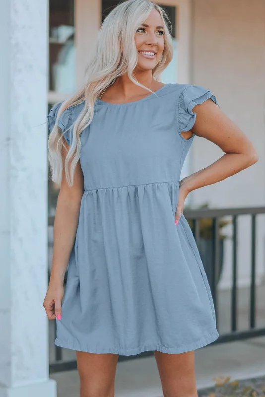 Hazel Blues® | Flutter Sleeve Ruched Mini Dress Stylish Summer Mini Dress