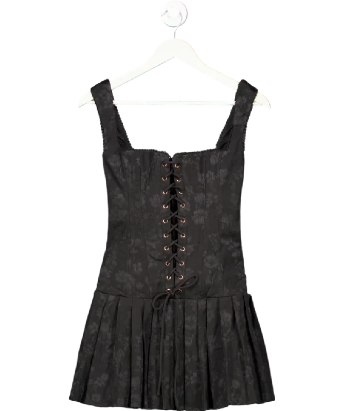 House of CB Talia Black Pleated Mini Dress UK S Classic Black Mini Dress