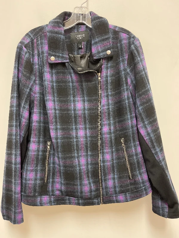 Jacket Other By Torrid In Black & Purple, Size: 2x Faux Fur Jacket Real Fur Jacket Shearling Jacket