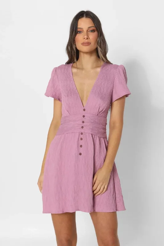 MAYA MINI DRESS - Magenta Elegant Satin Mini Dress