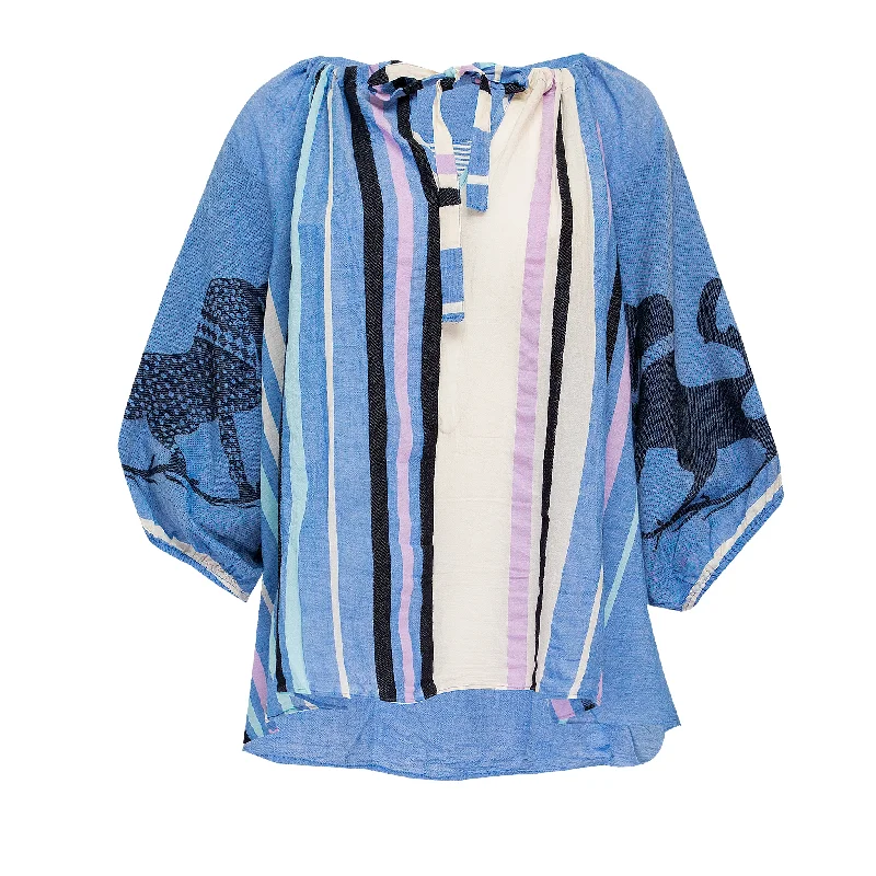 Morocco Blouse Zakar Blue Sweetheart Neck Blouse