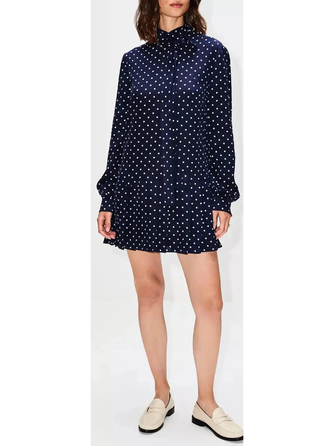 Polka-Dot Print Drop-Waist Mini Dress Comfortable One-Shoulder Mini Dress