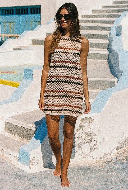 Poolside Mini Dress In Almond Trendy Mesh Mini Dress