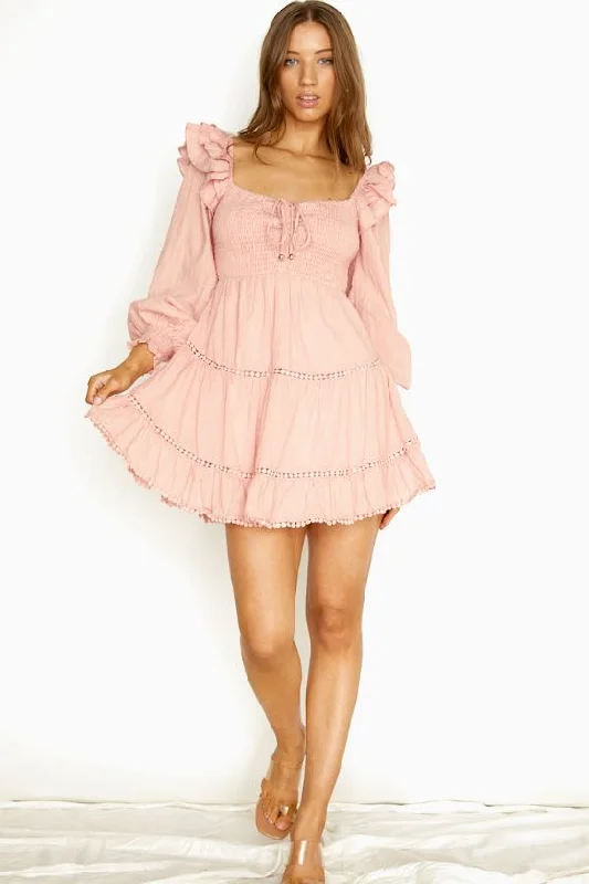 Sarah Mini Dress - Pink Classic Casual Mini Dress