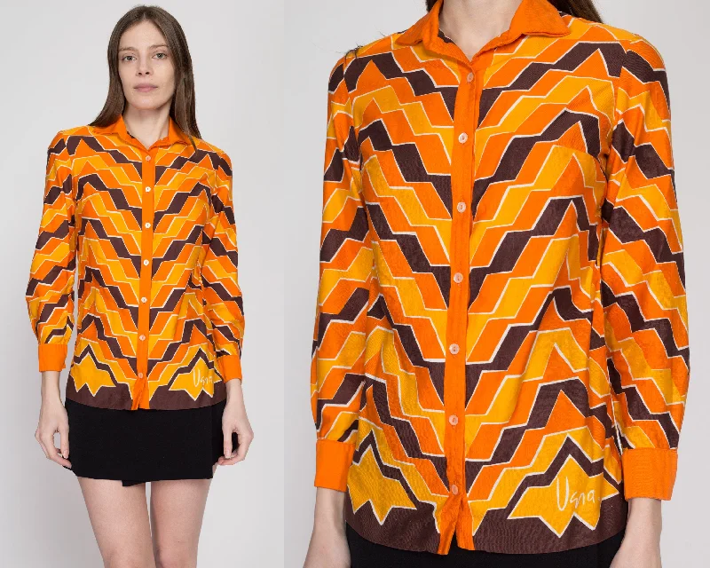 XS 70s Vera Neumann Psychedelic Print Blouse Everyday Stylish Blouse