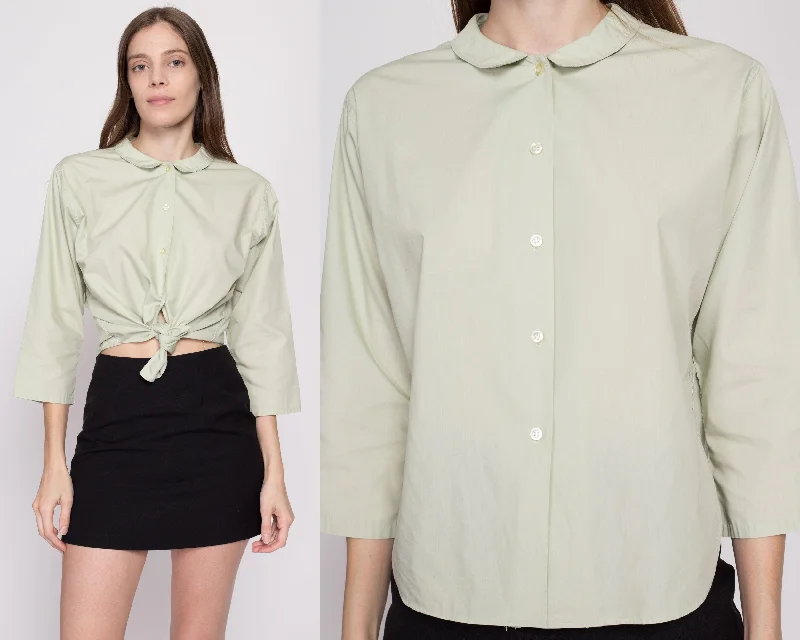 Large 50s 60s Sage Green Blouse Smart Business Blouse