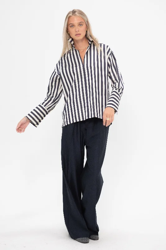 Stripe Blouse, Navy & White Soft Knit Blouse