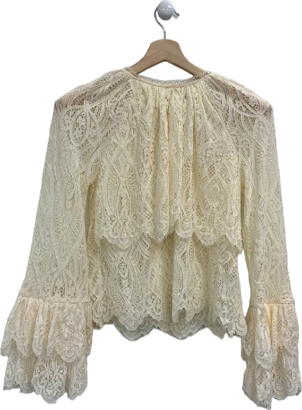 River Island Cream Lace Blouse UK 6 Floral Print Blouse