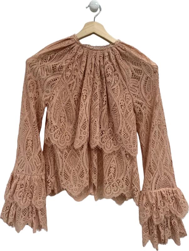 River Island Pink Lace Blouse UK 6 Soft Satin Blouse