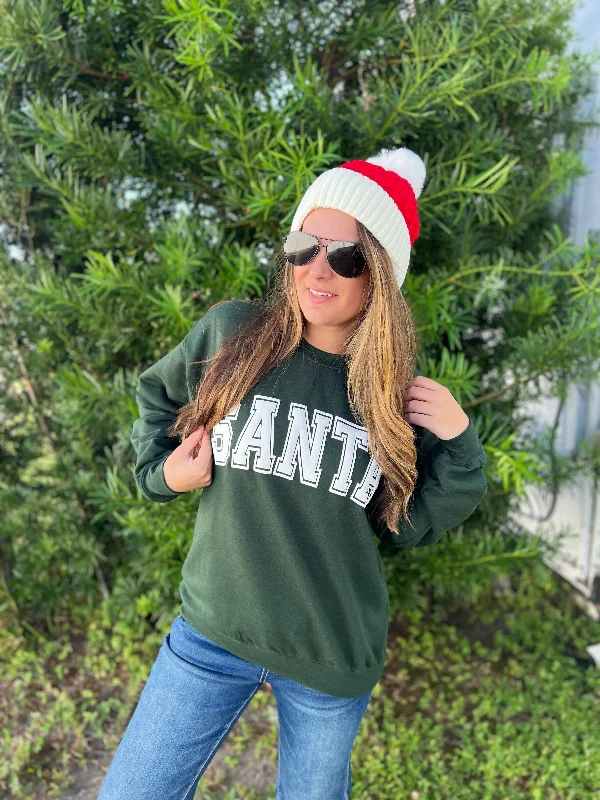 Santa Bold-Letter Sweatshirt by Distressed Vintage Hoodie with Exposed Zipper Edgy Industrial Santa Bold-Letter Sweatshirt by Distressed Vintage Hoodie with Exposed Zipper Edgy Industrial