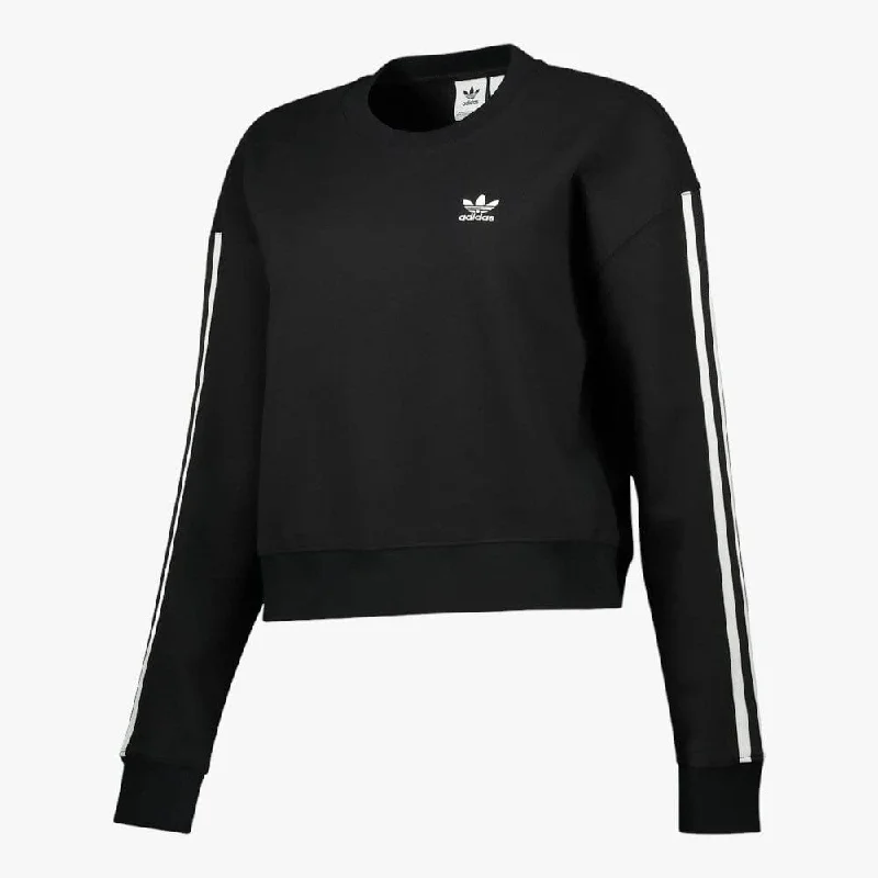 adidas Womens Adicolor 3-Stripe Sweatshirt Black Hoodie Dress Longline Feminine