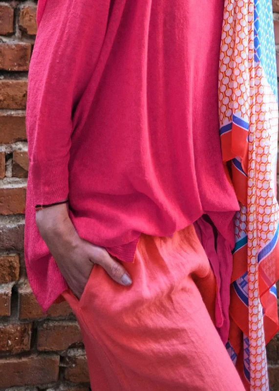 Aie DeepPink Sweater Hooded Caped Shawl Collar