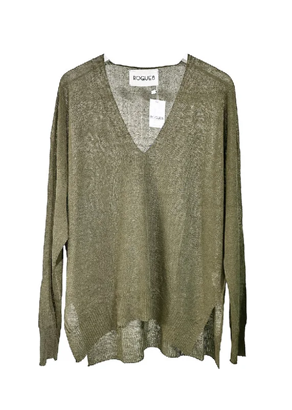 Aie Khaki Sweater Transparent Opaque Sheer