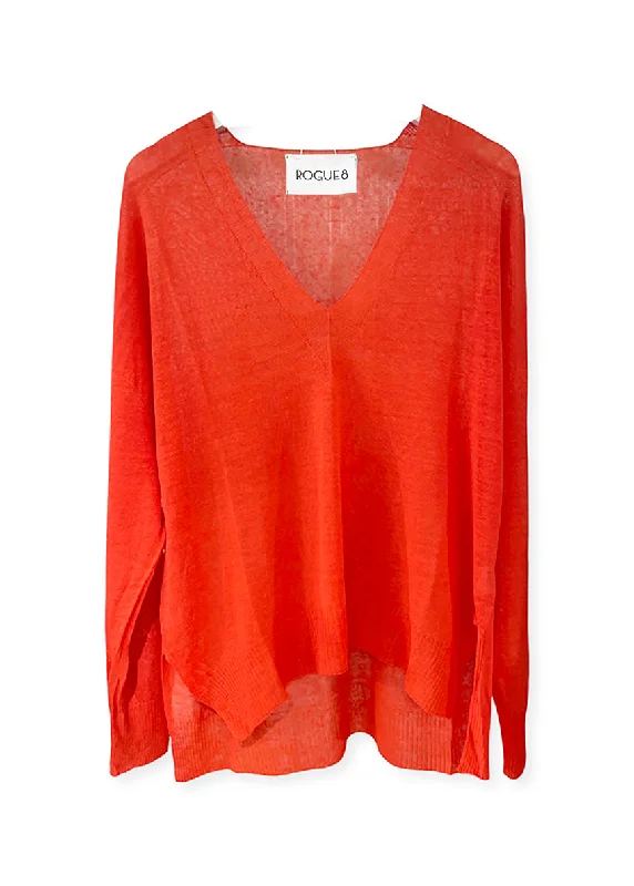 Aie Tomato Sweater Notch Collar Peter Pan Collar Cowl Neck
