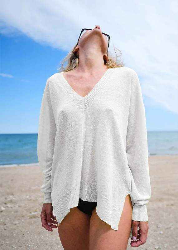 Aie White Sweater Denim Fabric Leather Fabric Suede Fabric