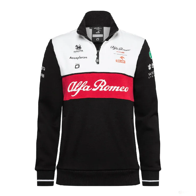 Alfa Romeo Womens Team Sweatshirt, Black, 2022 Hoodie with Zipper Versatile Modern