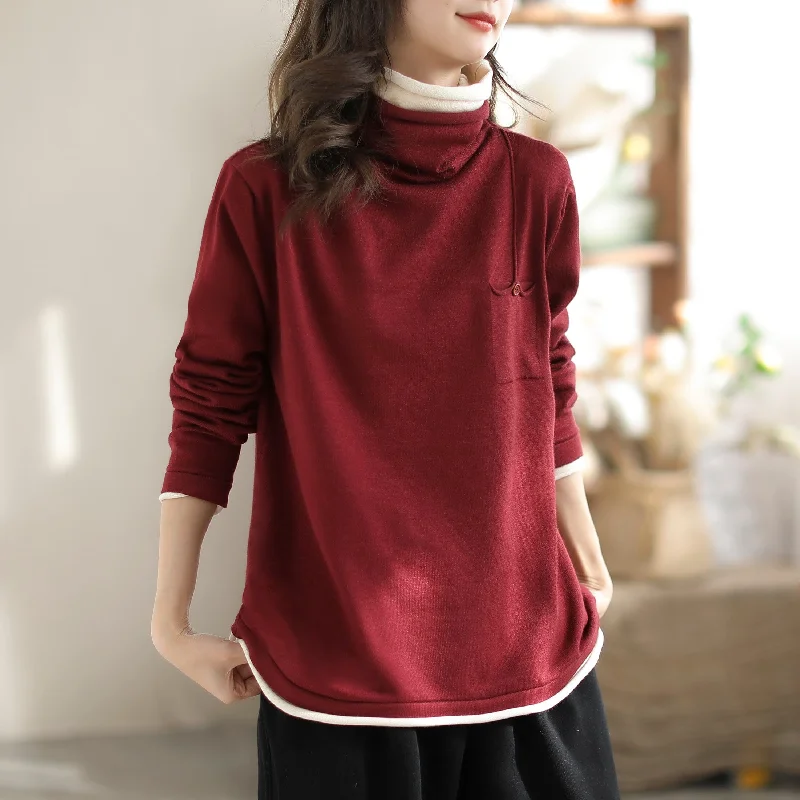 Autumn Loose Casual Turtuleneck Sweater Stretchy Elastic Breathable