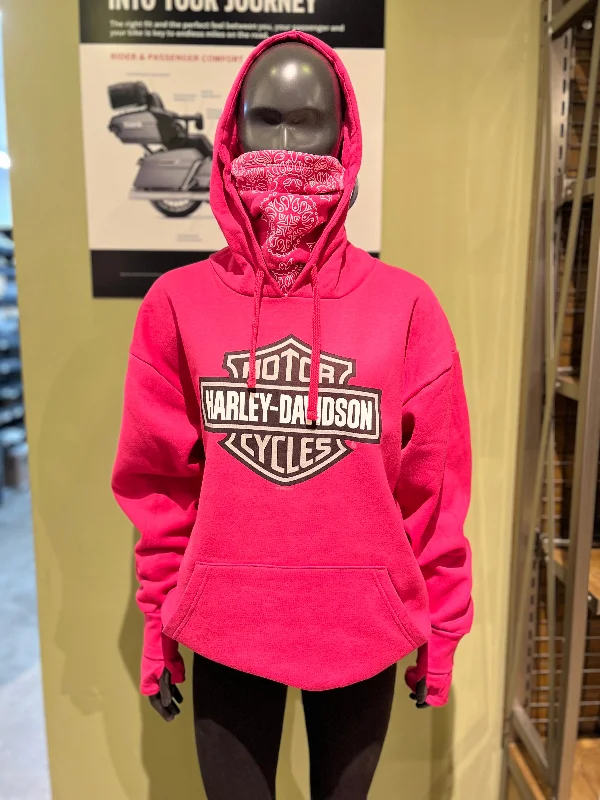 BANDANA HOODIE - PINK Hoodie with Hem Fringe Bohemian Relaxed