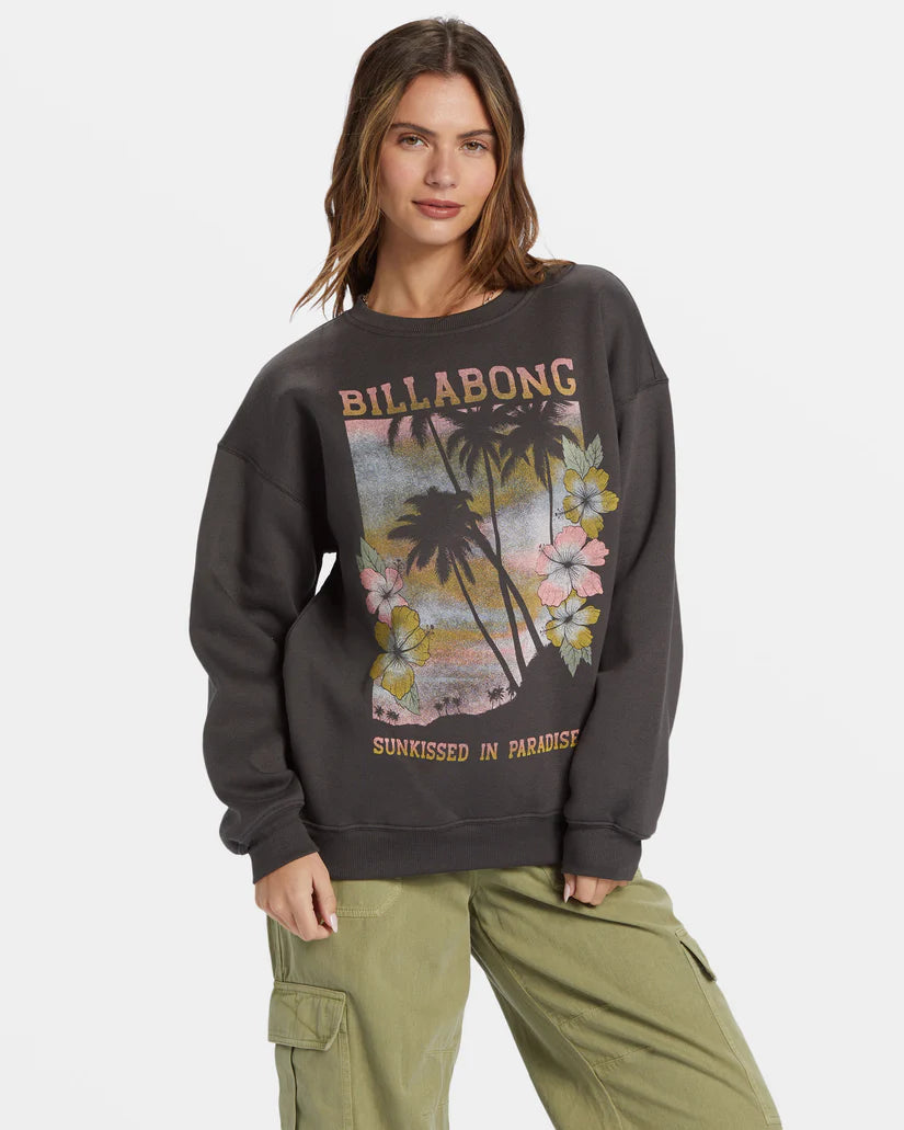 BILLABONG SUNKISSED PARADISE CREW WOMENS SWEATSHIRT - BLACK Hoodie with Bell Sleeves Flared Feminine BILLABONG SUNKISSED PARADISE CREW WOMENS SWEATSHIRT - BLACK Hoodie with Bell Sleeves Flared Feminine