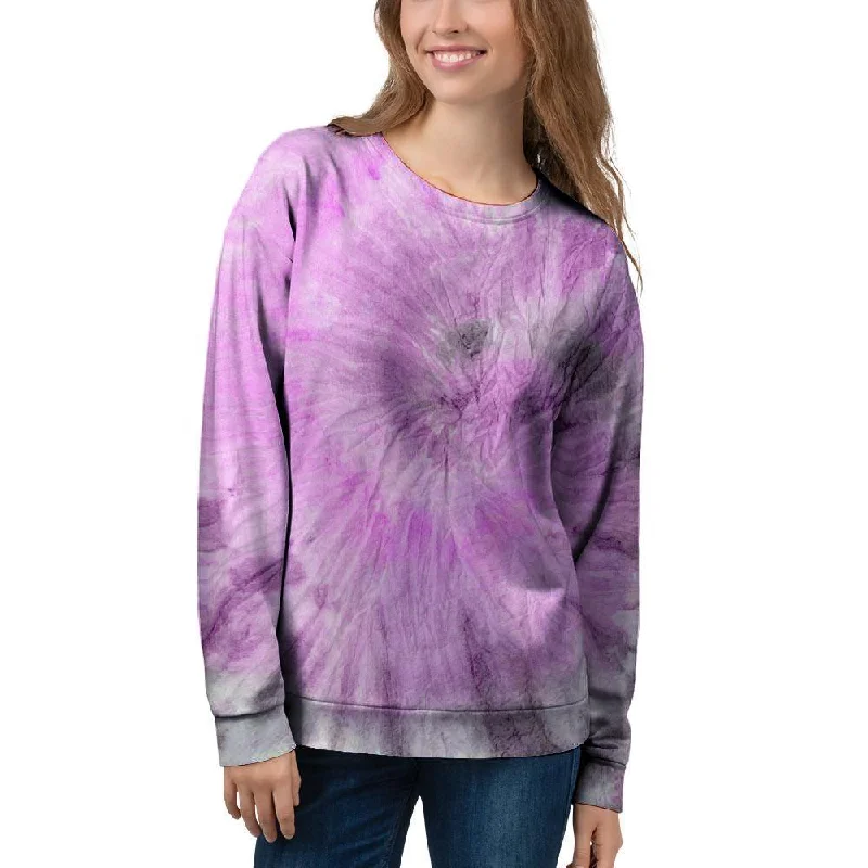 Black And Purple Tie Dye Women's Sweatshirt Hoodie with Zipper Versatile Modern