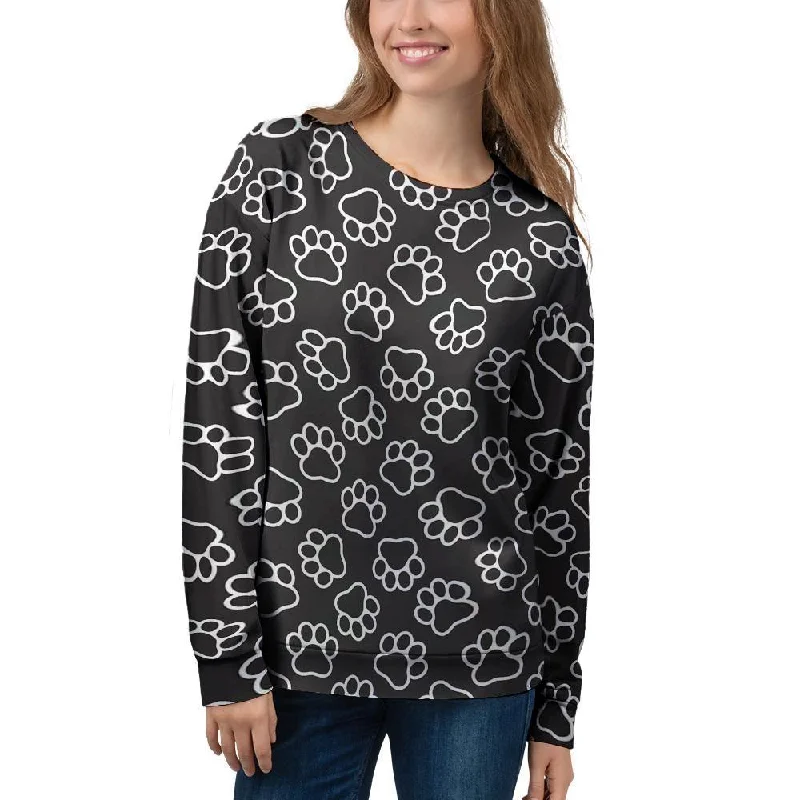 Black Paw Women's Sweatshirt Hoodie with Drop Shoulder Relaxed Streetwear