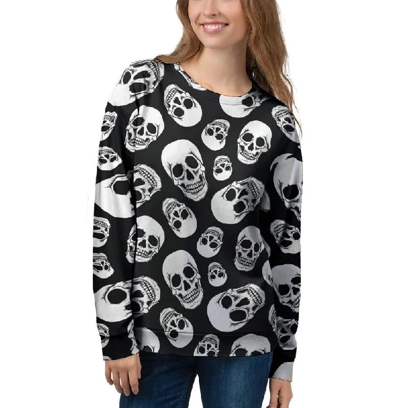 Black Skull Women's Sweatshirt Hoodie with Gradient Ombre Colorful