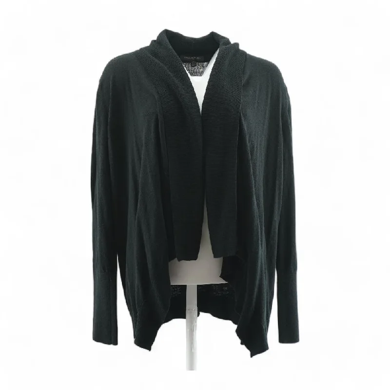 Black Solid Cardigan Sweater Handmade Hand-knitted Hand-woven