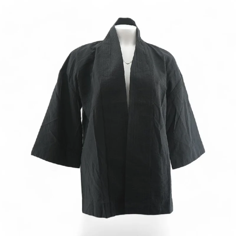 Black Solid Cardigan Sweater Hooded Caped Shawl Collar