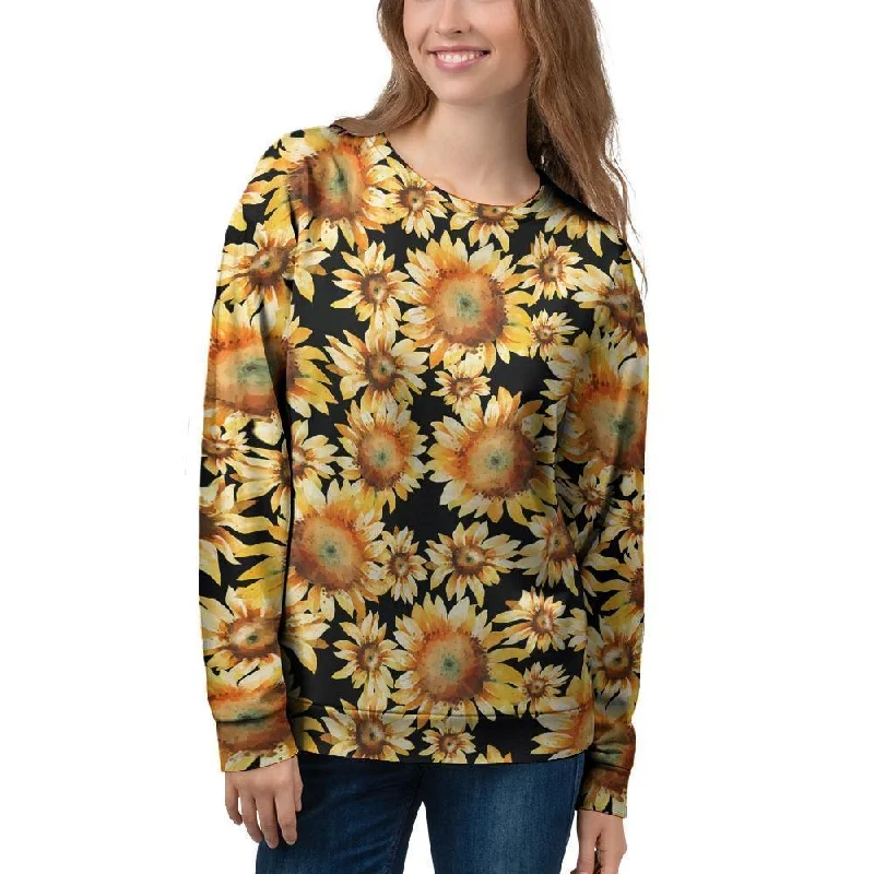 Black Sunflower Women's Sweatshirt Hoodie with Emblem Brand Identity