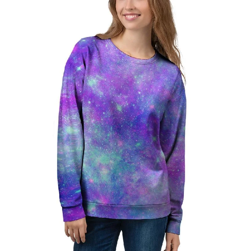 Blue And Pink Galaxy Space Women's Sweatshirt Cotton Hoodie Fleece Lining Warmth