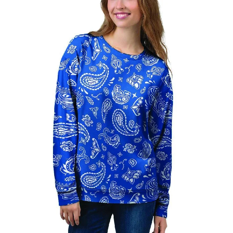 Blue Bandana Women's Sweatshirt Hoodie with Back Slit Movement Comfort