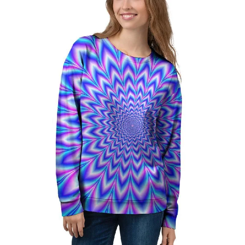 Blue Optical illusion Women's Sweatshirt Hoodie with Camouflage Military Edgy