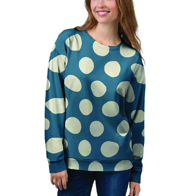 Blue Polka Dot Women's Sweatshirt Hoodie Jacket Zipper Layering
