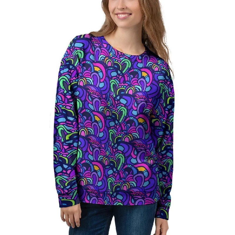 Blue Psychedelic Women's Sweatshirt Hoodie Sweatshirt Pullover