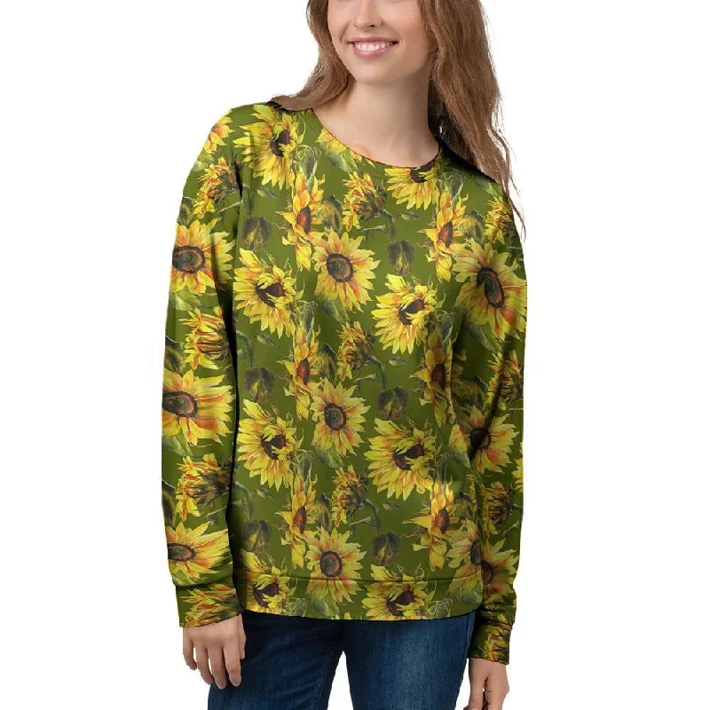 Botanical Sunflower Women's Sweatshirt Hoodie with Monochrome Minimalist Simple