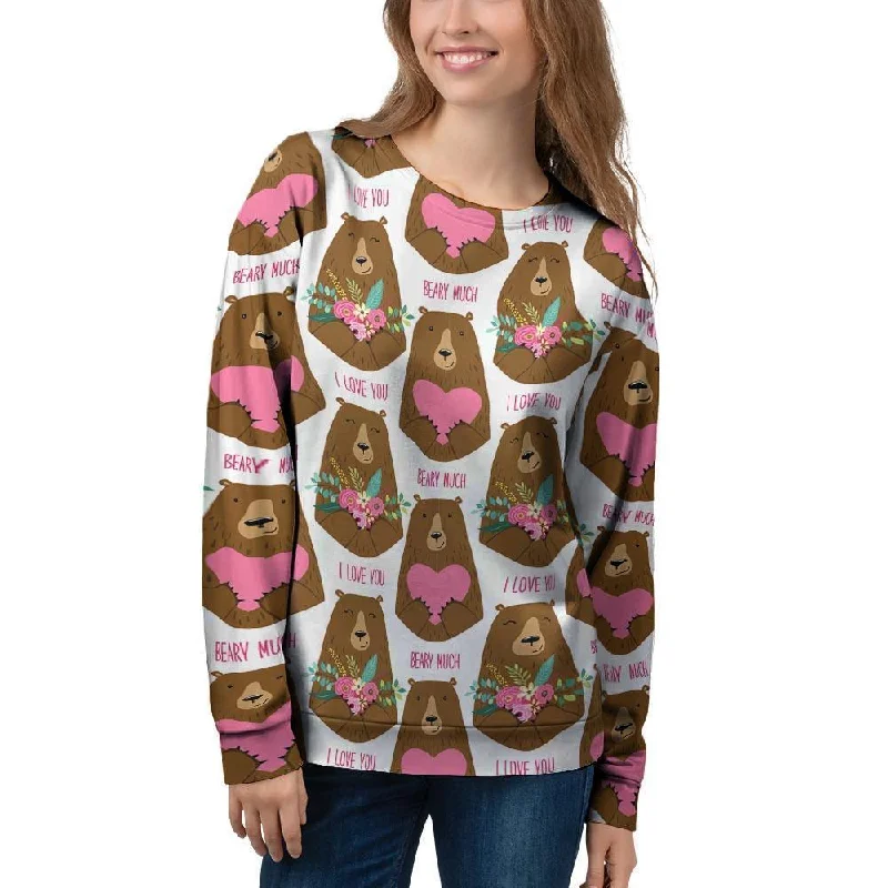 Brown Mama Bear Women's Sweatshirt Hoodie with Zipper Versatile Modern