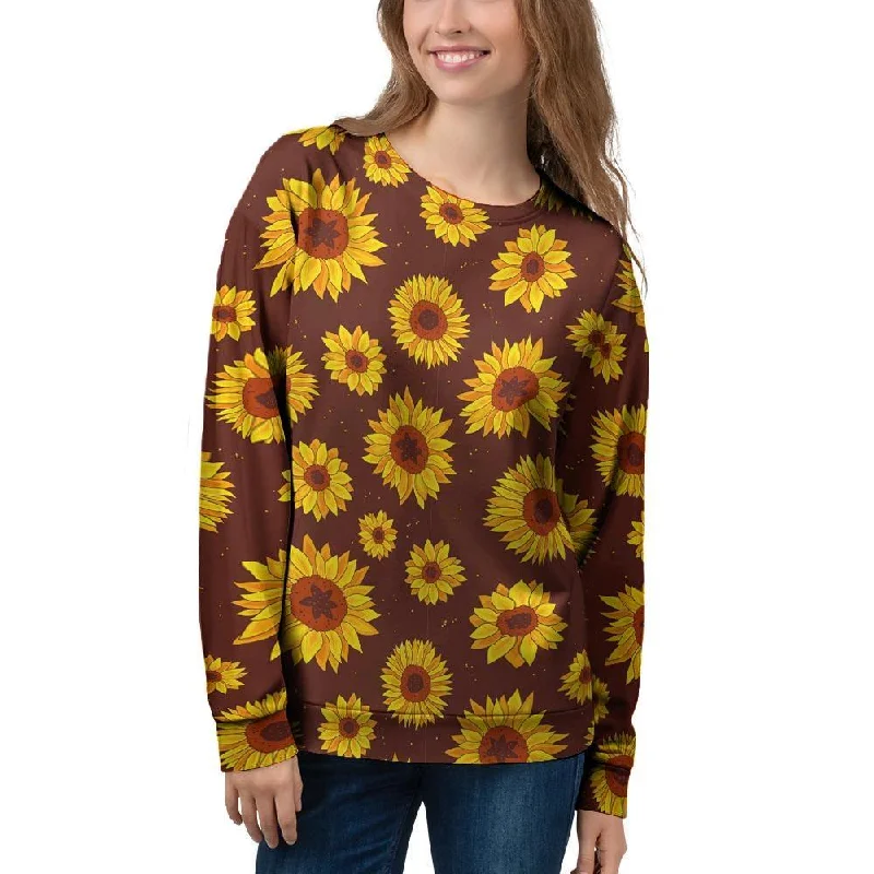 Brown Sunflower Women's Sweatshirt Graphic Hoodie Design Print