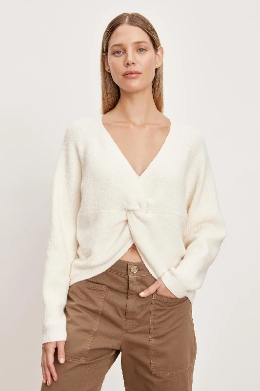 Velvet - Caitlyn Sweater in Milk Nylon Fabric Polyester Fabric Spandex Fabric