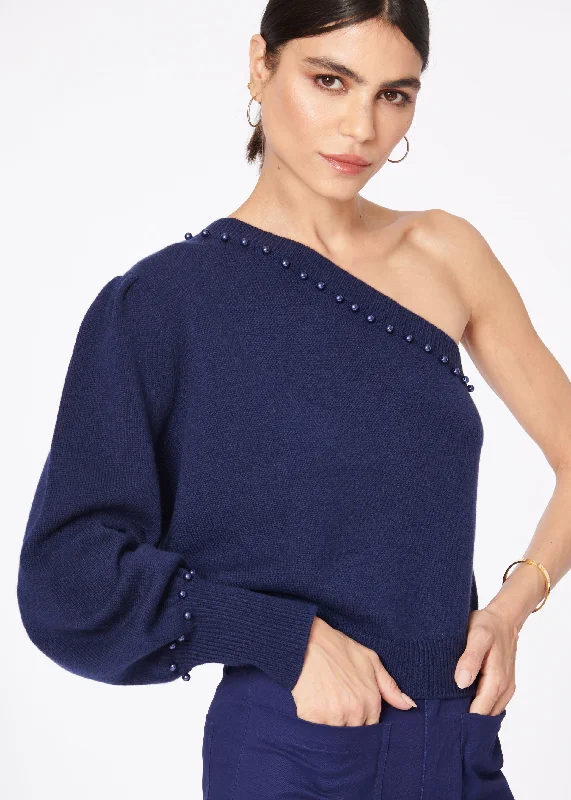 Cami Nyc - Virginia Sweater In Navy Ribbed Striped Patterned