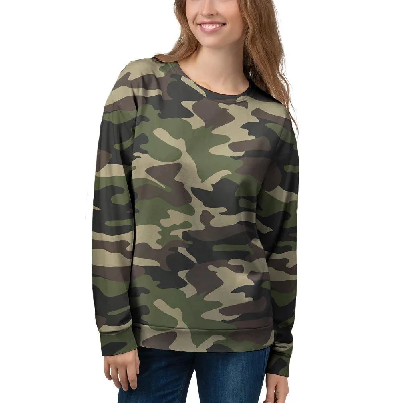 Camo Camouflage Print Women's Sweatshirt Hoodie with Front Slit Layering Stylish