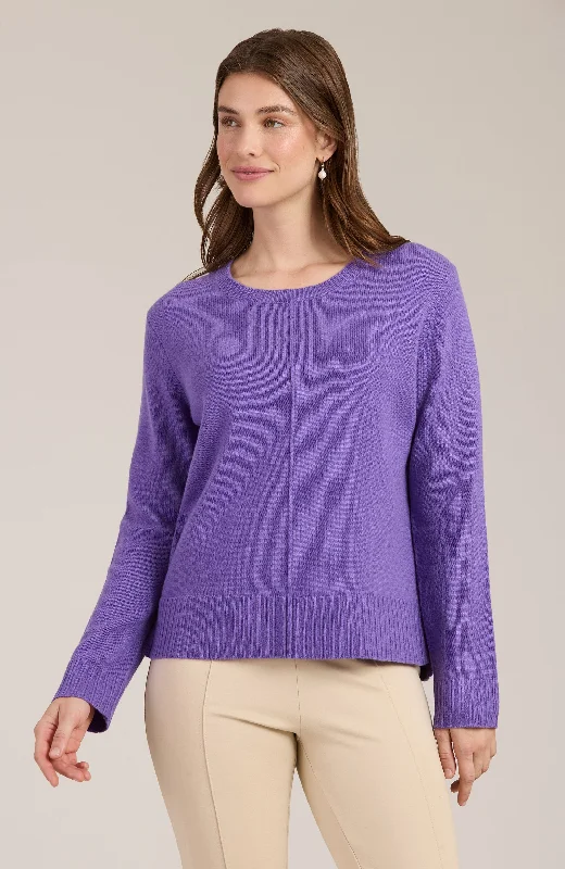 Cashmere Center Stitch Sweater - Light Violet Casual Formal Business