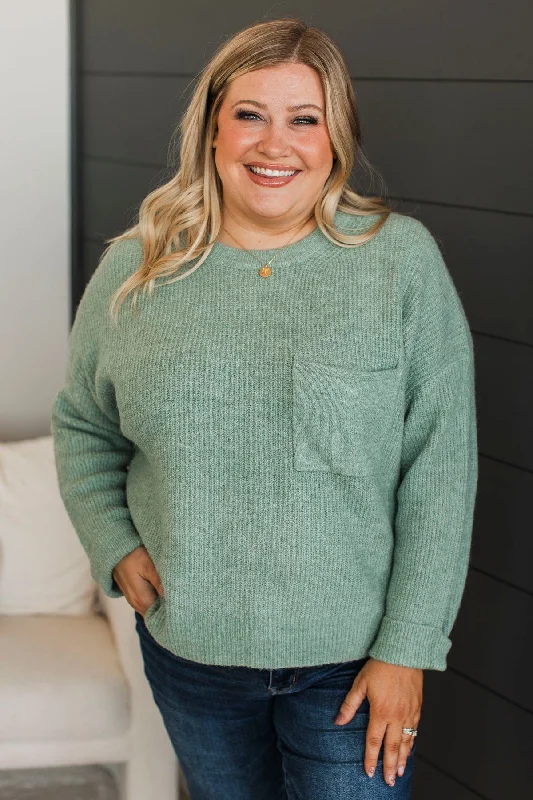 Cause A Commotion Knit Sweater- Dusty Mint Elegant Classic Vintage