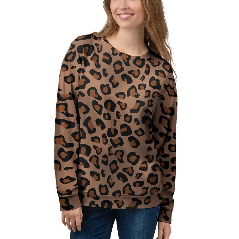 Cheetah Women's Sweatshirt Hoodie with Frayed Bohemian Relaxed
