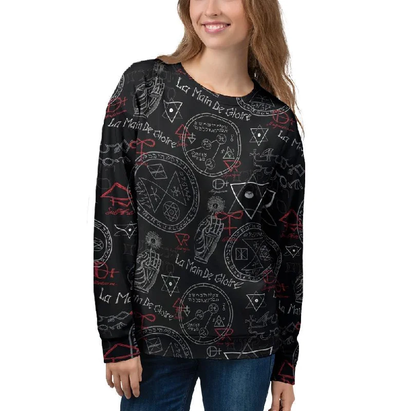 Chiromancy Symbol Gothic Witch Women's Sweatshirt Hoodie with Rhinestones Sparkly Elegant Chiromancy Symbol Gothic Witch Women's Sweatshirt Hoodie with Rhinestones Sparkly Elegant