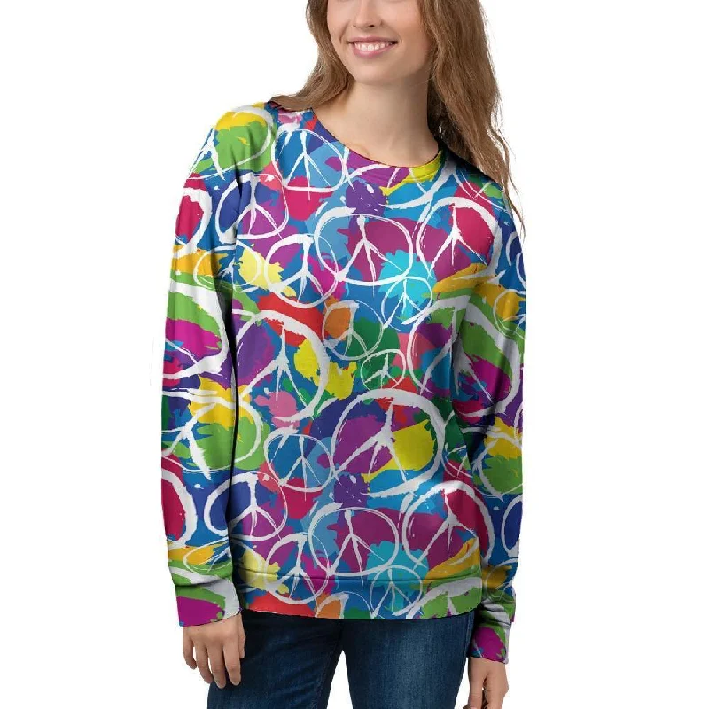 Colorful Hippie Women's Sweatshirt Hoodie with Hem Detail Decorative Unique