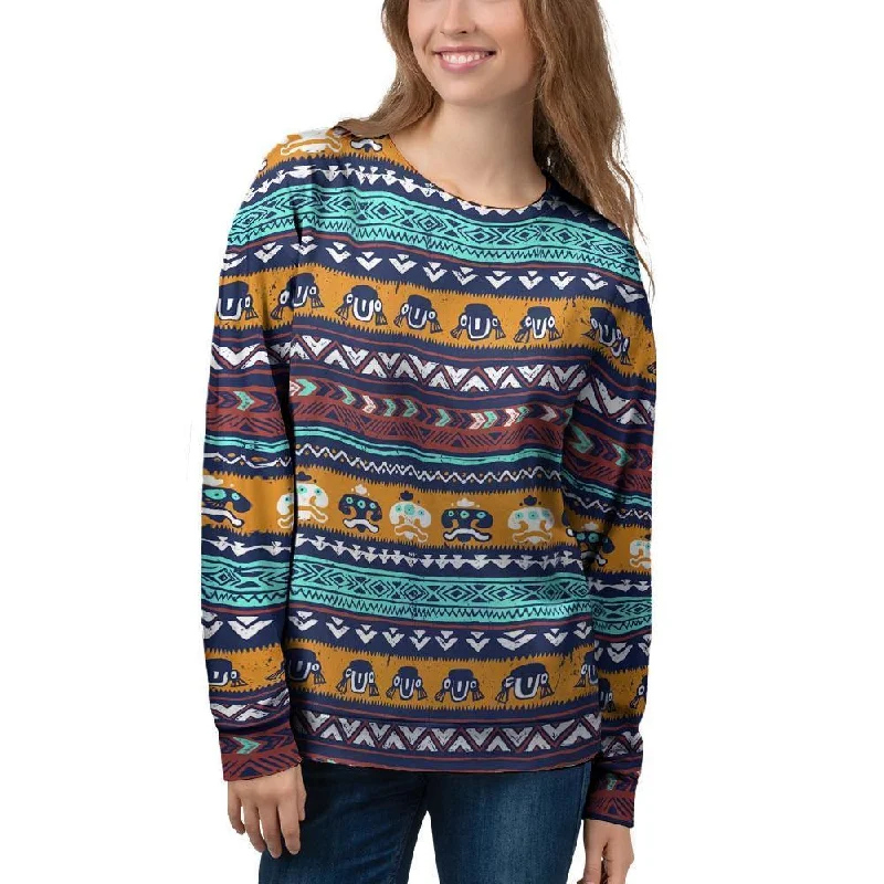 Colorful Neon Ethic Aztec Maya Print Women's Sweatshirt Hoodie with Double Zipper Versatile Adjustable Colorful Neon Ethic Aztec Maya Print Women's Sweatshirt Hoodie with Double Zipper Versatile Adjustable
